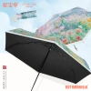 Five-fold curved hook umbrella, small golden handle, folding dual-purpose umbrella, women's black rubber sun protection and sunshade umbrella, sun umbrella, UV protection Specification image